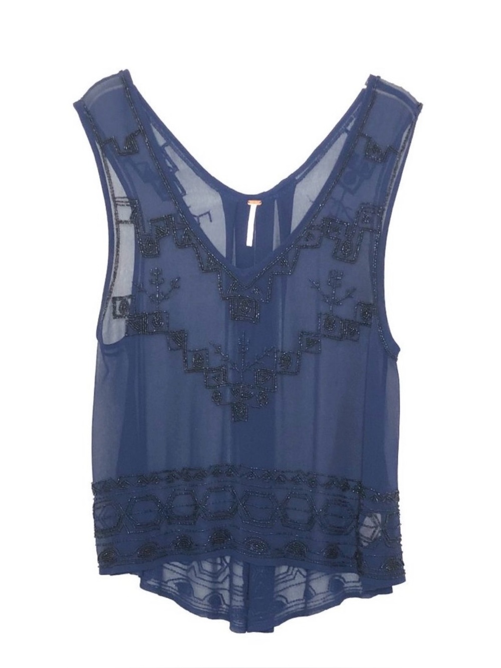 Free People Navy Sheer Tunic with Beaded Accents - Picture 11 of 11